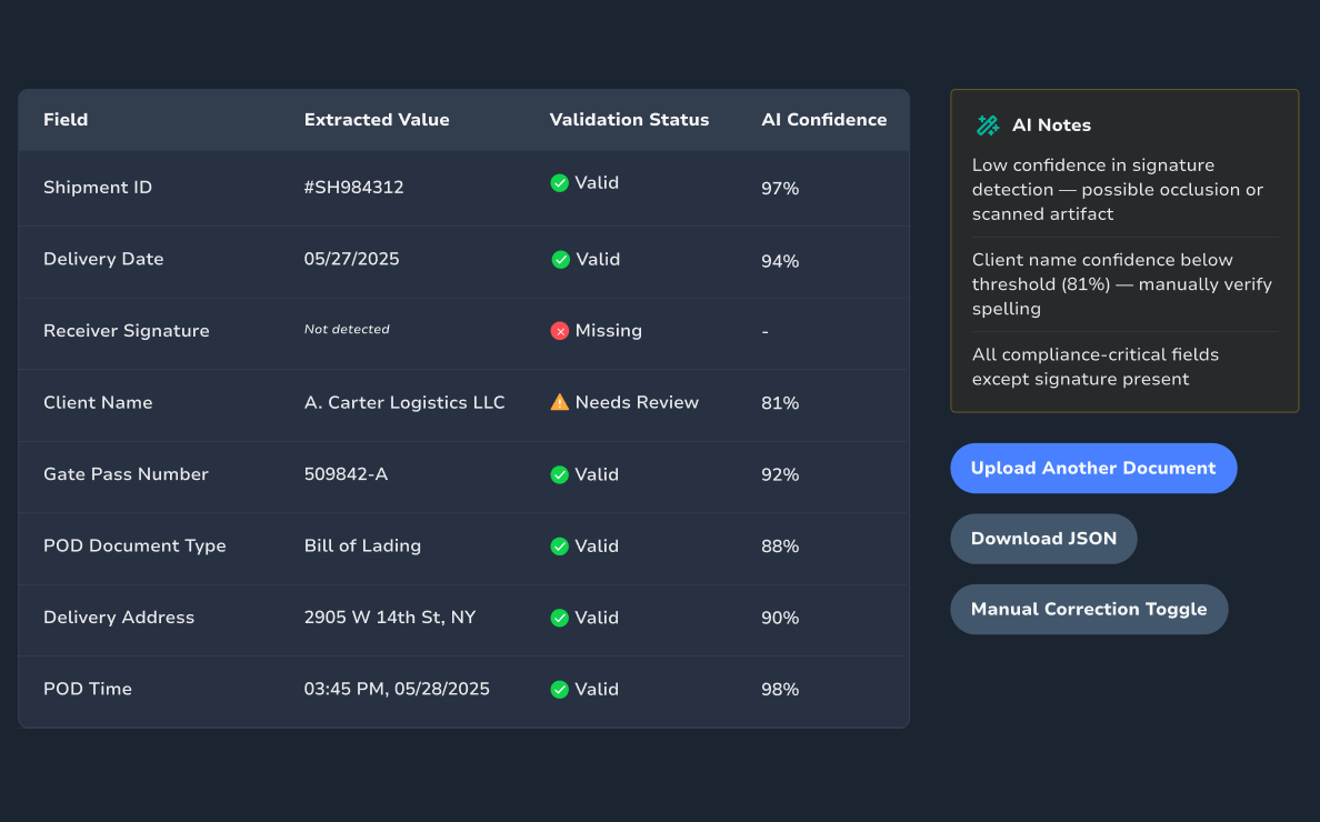 Extracted Fields Panel